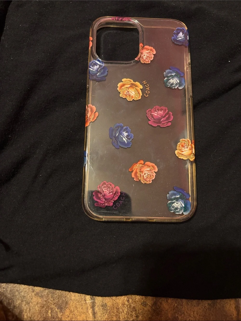Coach Clear Floral iPhone Case with Pink Blue Orange Yellow Blossoms